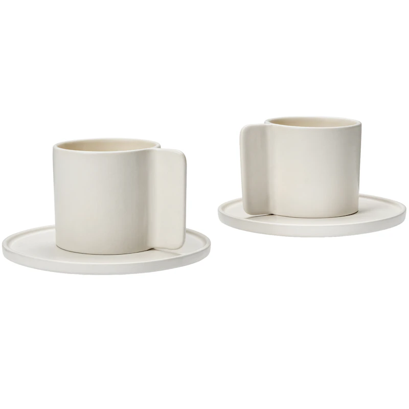 Lungo Coffee Cup With Saucer 2-pack, Beige