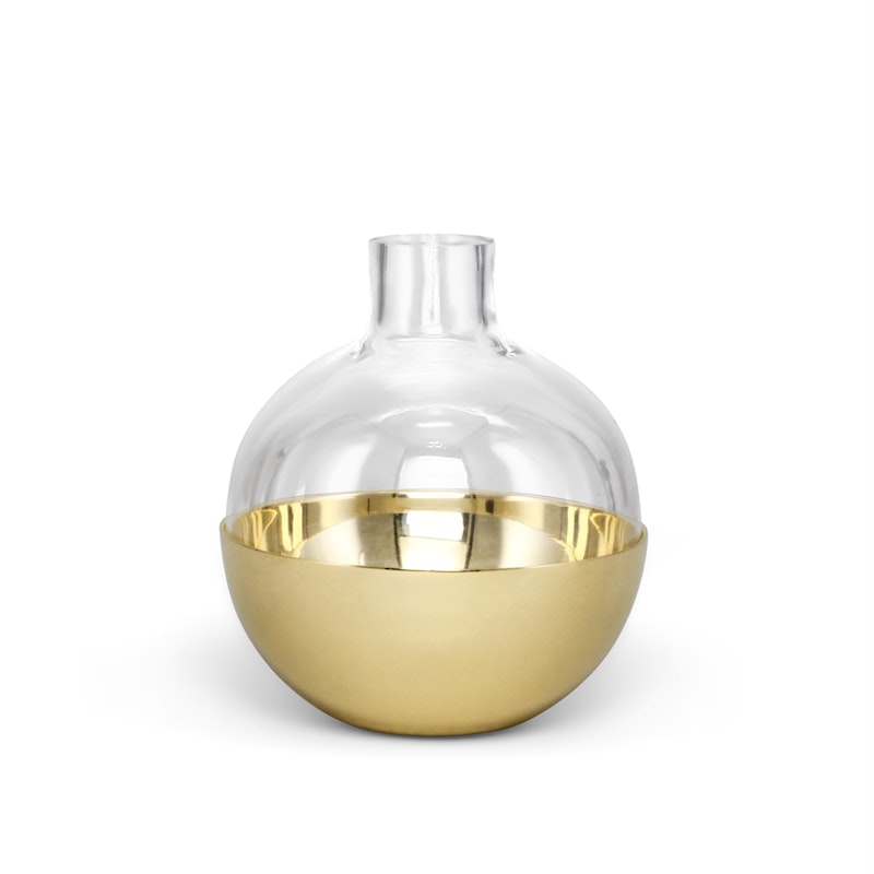 Pomme Vase & Candle Holder Small, Brass/Glass