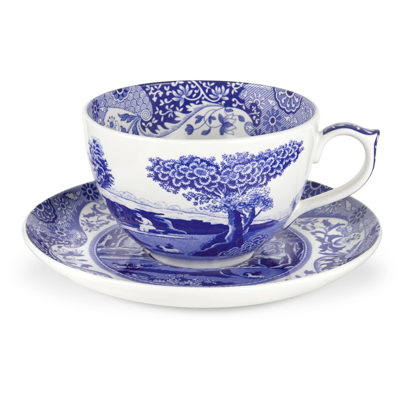 Blue Italian Jumbo Cup With Saucer, 56 cl