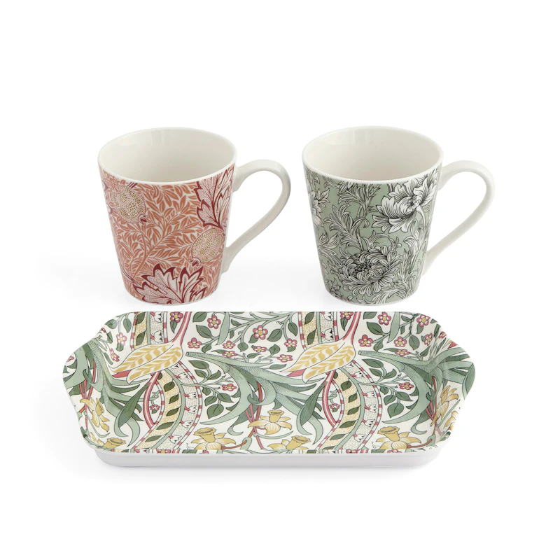 Morris & Co 2 mugs with a tray, Mixed