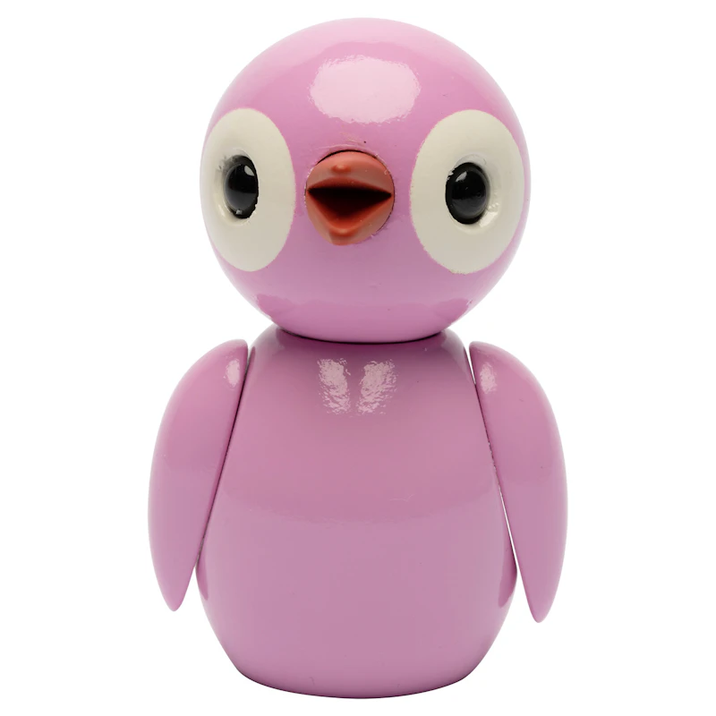 Grateful Spring Bird Wooden Figurine 6.5 cm, Pink