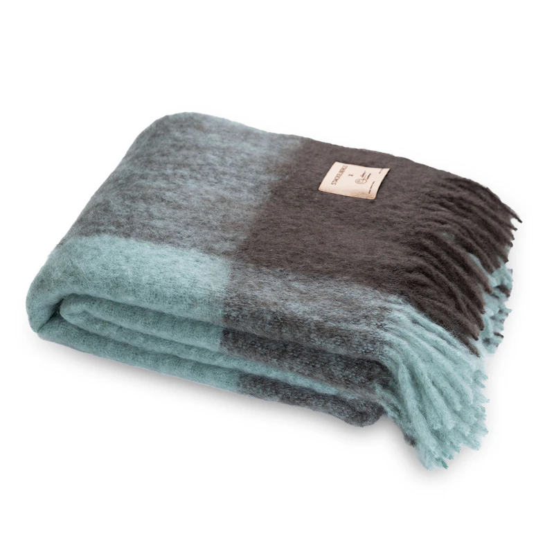 Suzanne Blanket Mohair, Chocolate / Mint Green