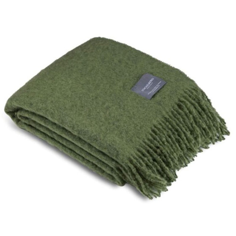 Mohair Blanket Rolled Fringe 130x170 cm, Cedar Green