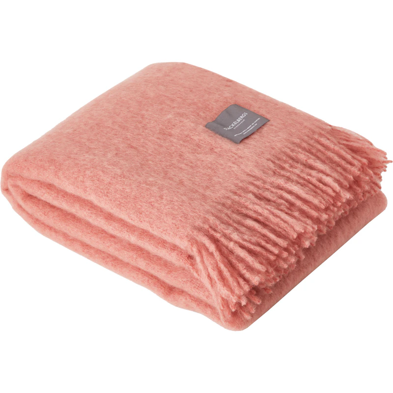 Mohair Blanket Rolled Fringe 130x170 cm, Antique Rose
