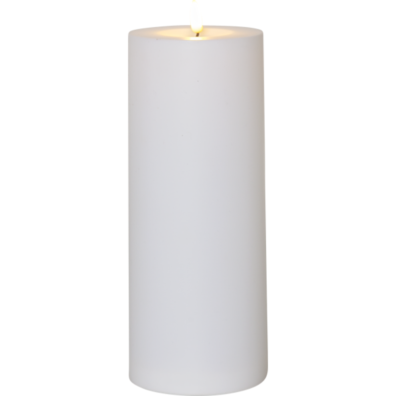 Flamme Pillar Candle LED Outdoor White, 27 cm