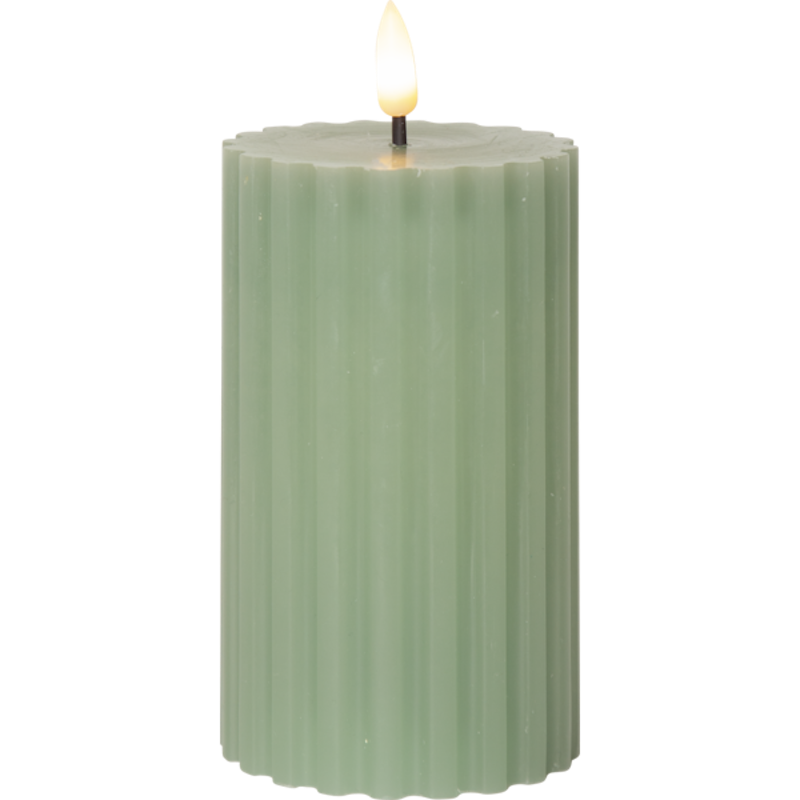 Flamme Stripe Pillar Candle LED 15 cm, Green