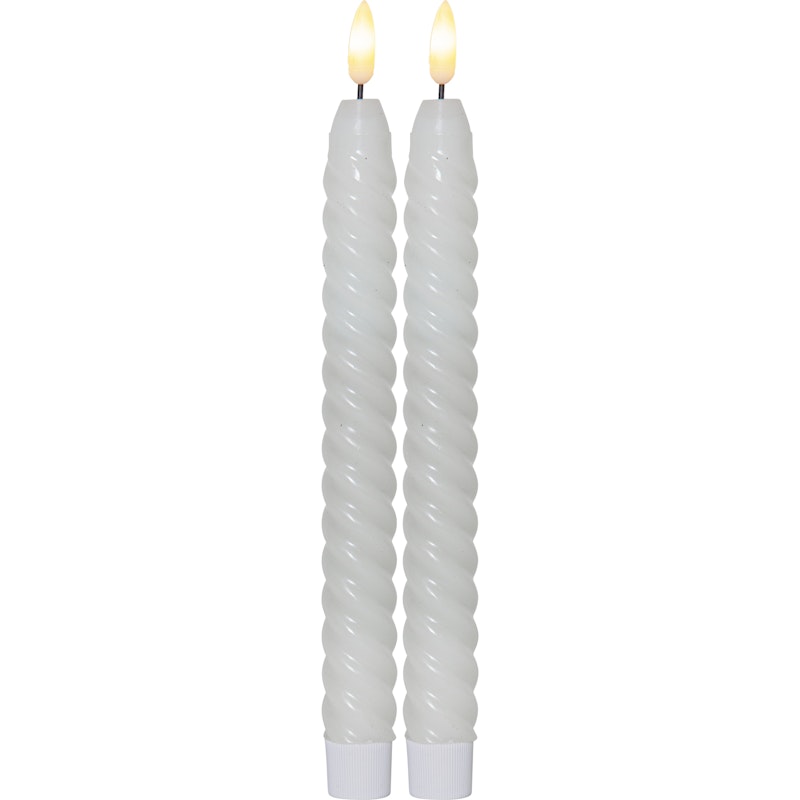 Flamme Swirl LED Antique Candle 25 cm 2-pack, White