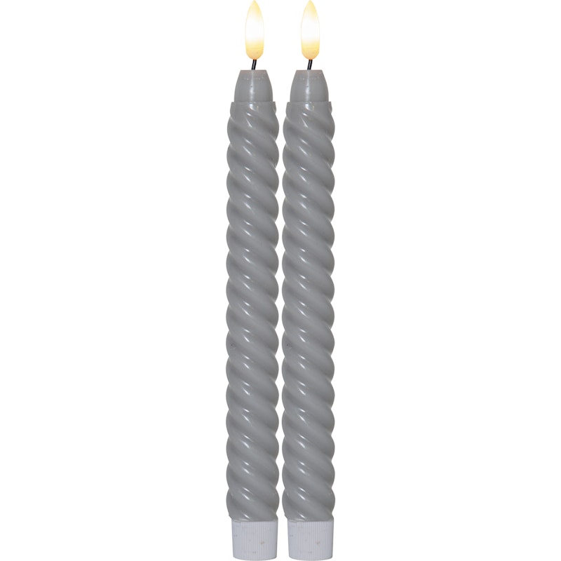 Flamme Swirl LED Antique Candle 25 cm 2-pack, Grey