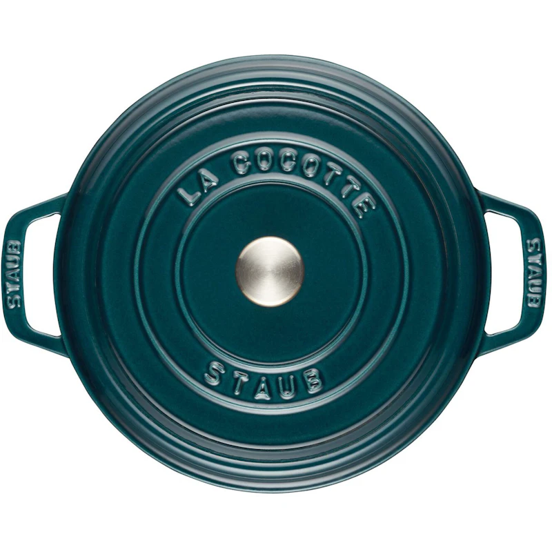Staub Cocotte Round 28 cm 6,7 L, Petrol Blue | RoyalDesign.co.uk