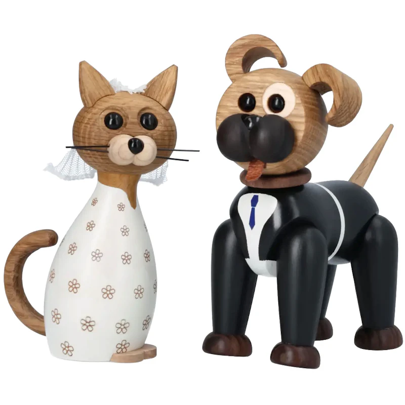 Happy & Lucky Wooden Figurine Wedding couple, 12,5 cm