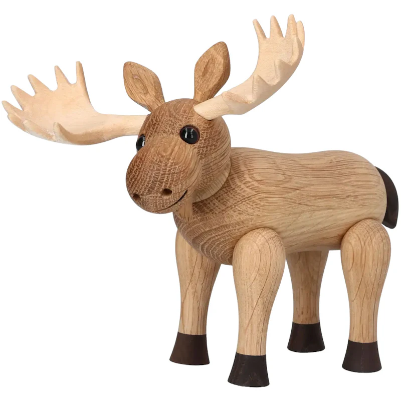 Harald Wooden Figurine Moose, 14 cm