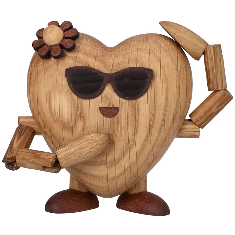 Holly Heart Wooden Figurine Heart, 8 cm