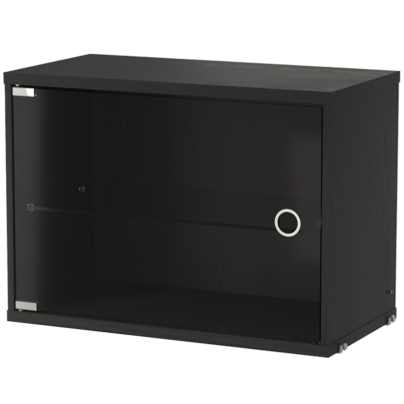 String Cabinet With Glass Door 30x58 cm, Black Stained Ash