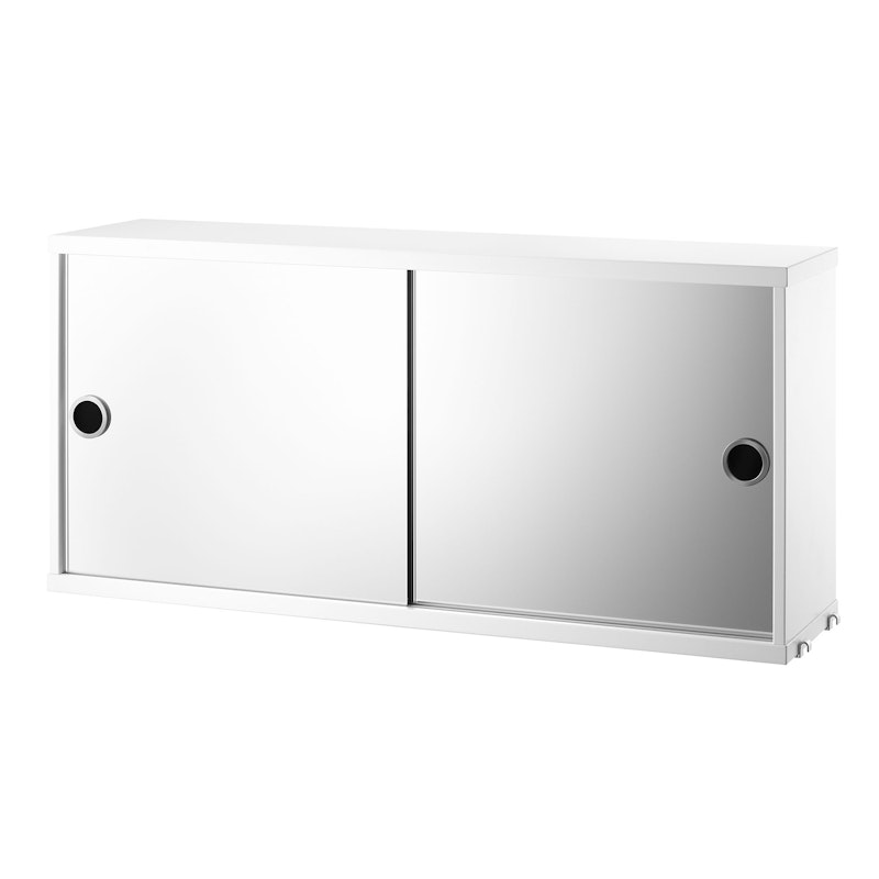 String Cabinet With Sliding Doors 20x37x78 cm, White / Mirror Glass