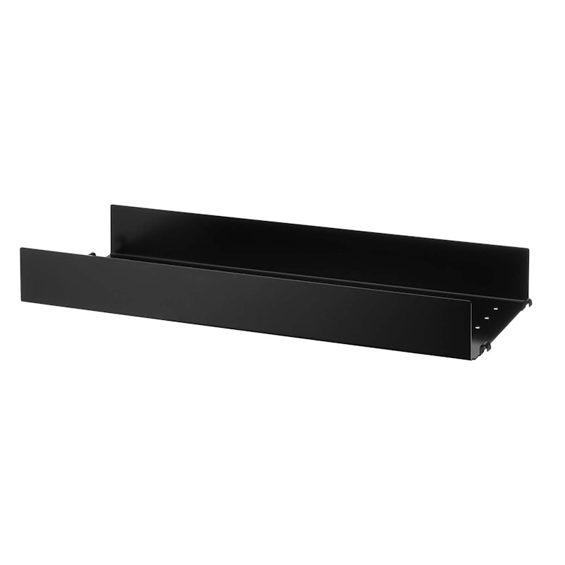 String Shelf With High Edge Metal 20x58 cm, Black