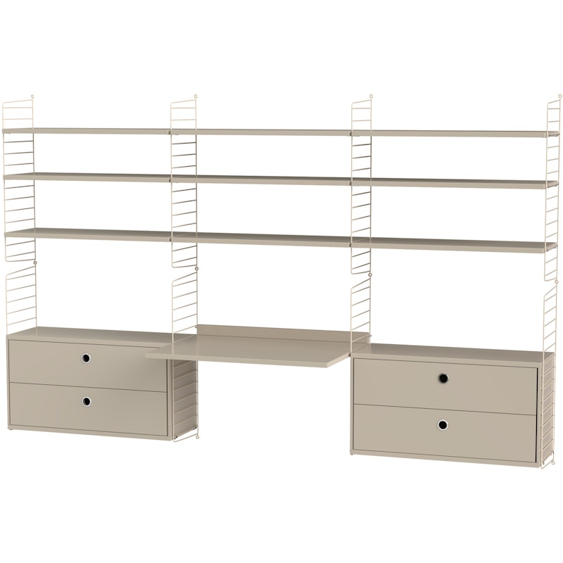 String Shelf Combination F Workspace, Beige