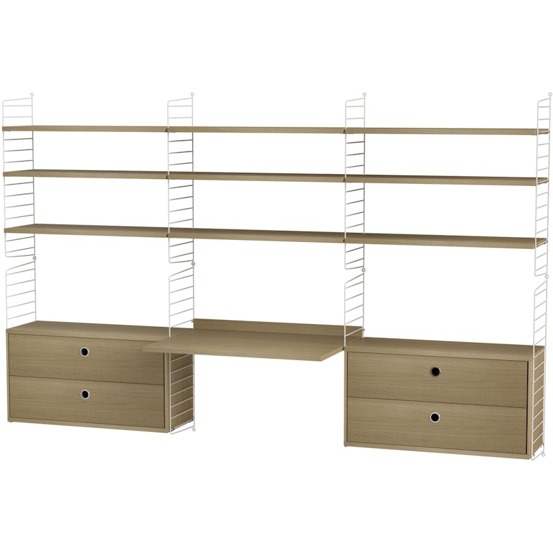 String Shelf Combination F Workspace, White / Oak