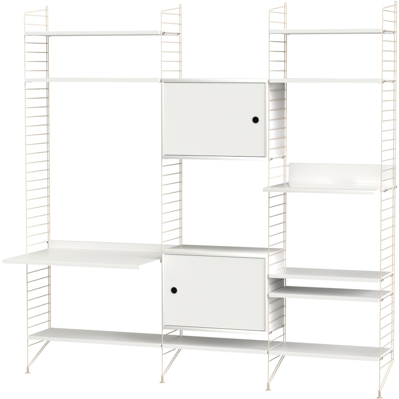 String Shelf Combination P Living Room, White / Beige