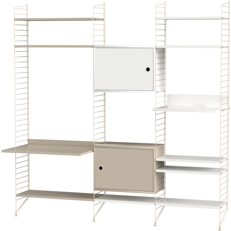 String Shelf Combination P Living Room, White / Beige