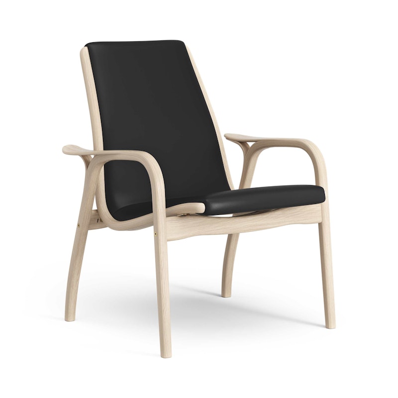 Laminett Armchair Leather, White pigmented Lacquered oak / Black