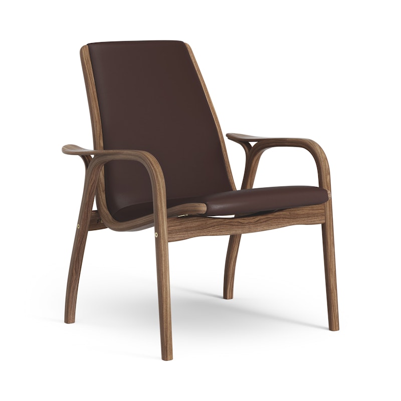 Laminett Armchair Leather, Lacquered Walnut / Dark Brown