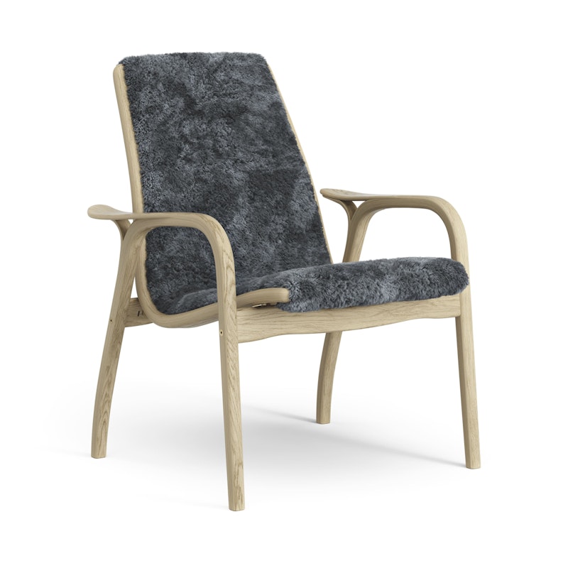 Laminett Armchair Sheepskin, Lacquered Oak / Charcoal