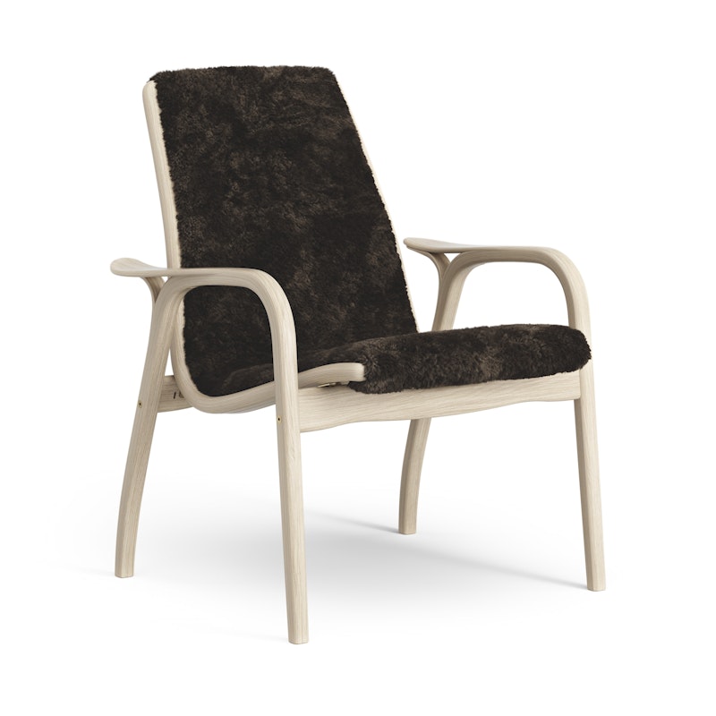 Laminett Armchair Sheepskin, White pigmented Lacquered oak / Espresso