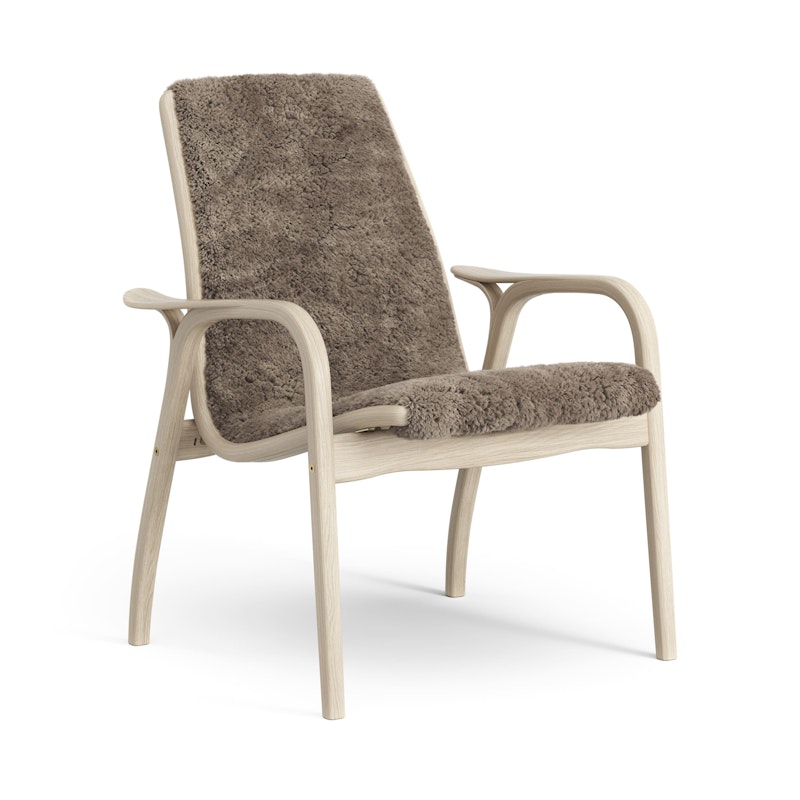 Laminett Armchair Sheepskin, White pigmented Lacquered oak / Sahara