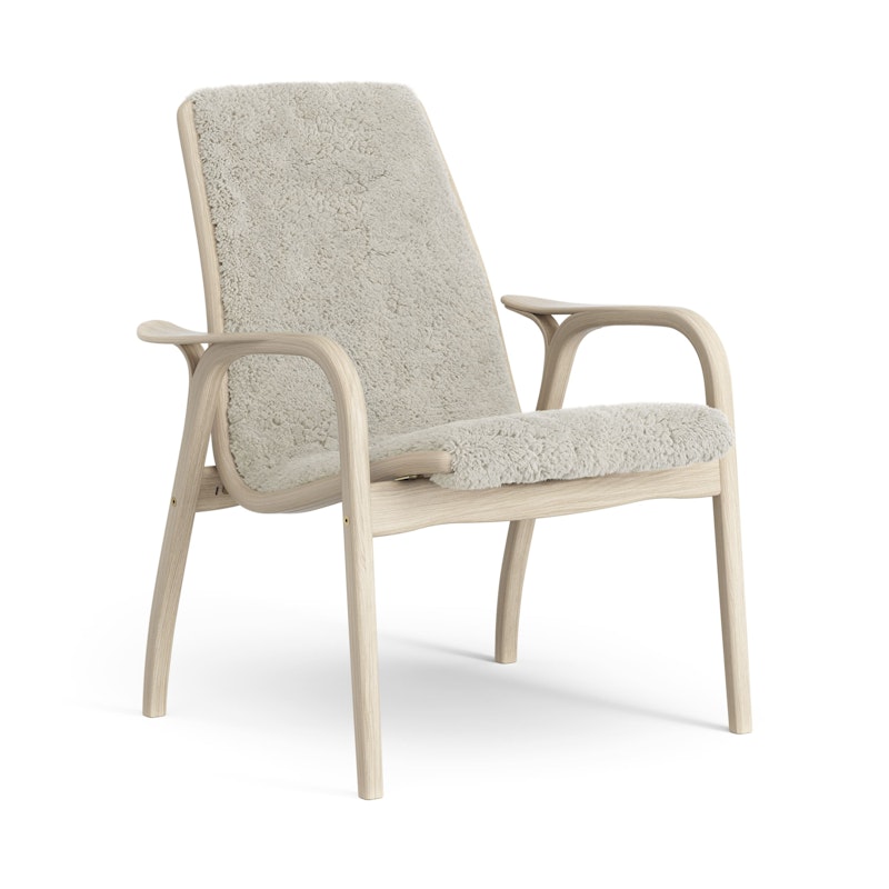 Laminett Armchair Sheepskin, White pigmented Lacquered oak / Moonlight