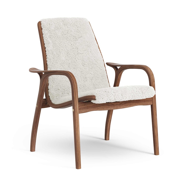 Laminett Armchair Sheepskin, Lacquered Walnut / Off-white
