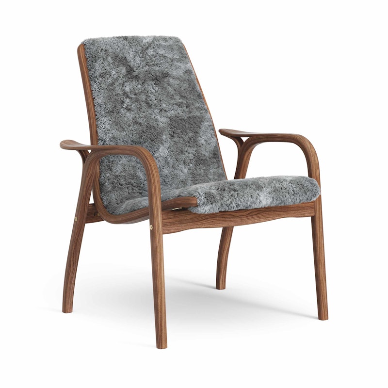 Laminett Armchair Sheepskin, Lacquered Walnut / Scandinavian Grey