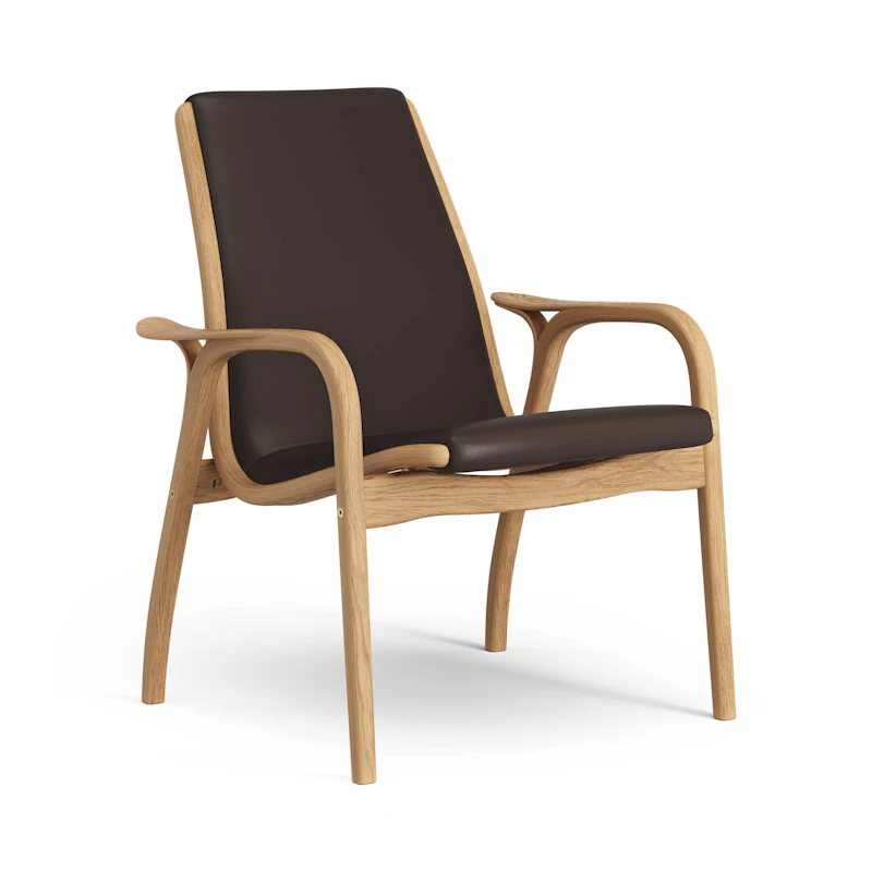 Laminett Armchair Leather, Oiled Oak / Dark Brown