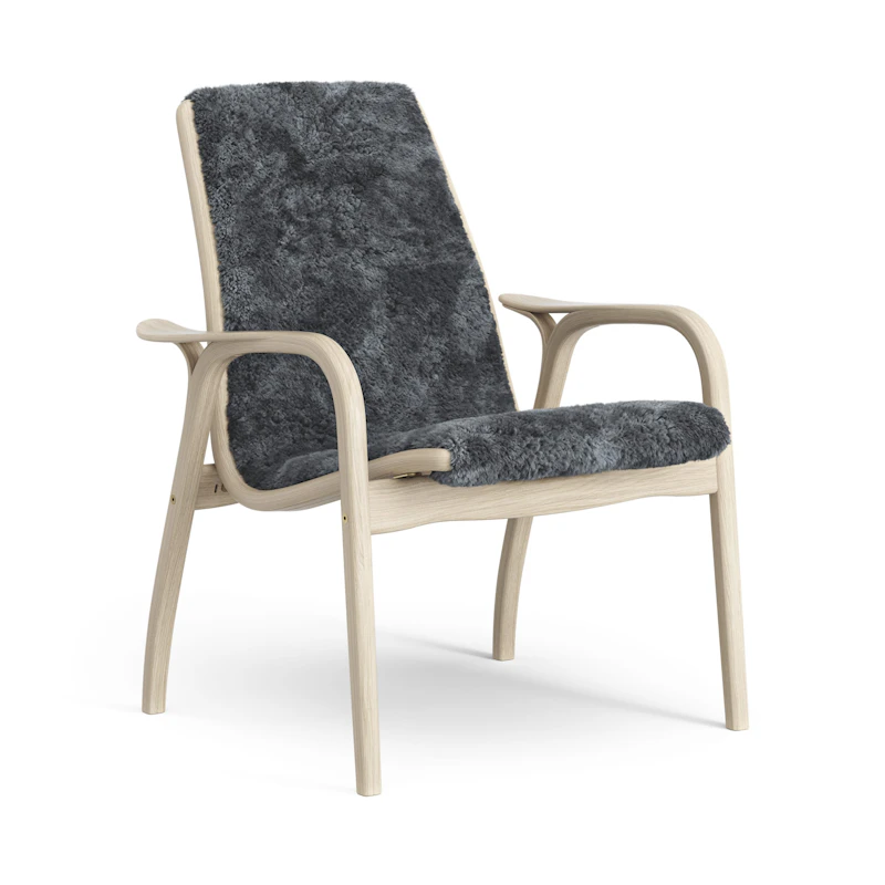 Laminett Armchair Sheepskin, White pigmented Lacquered oak / Charcoal