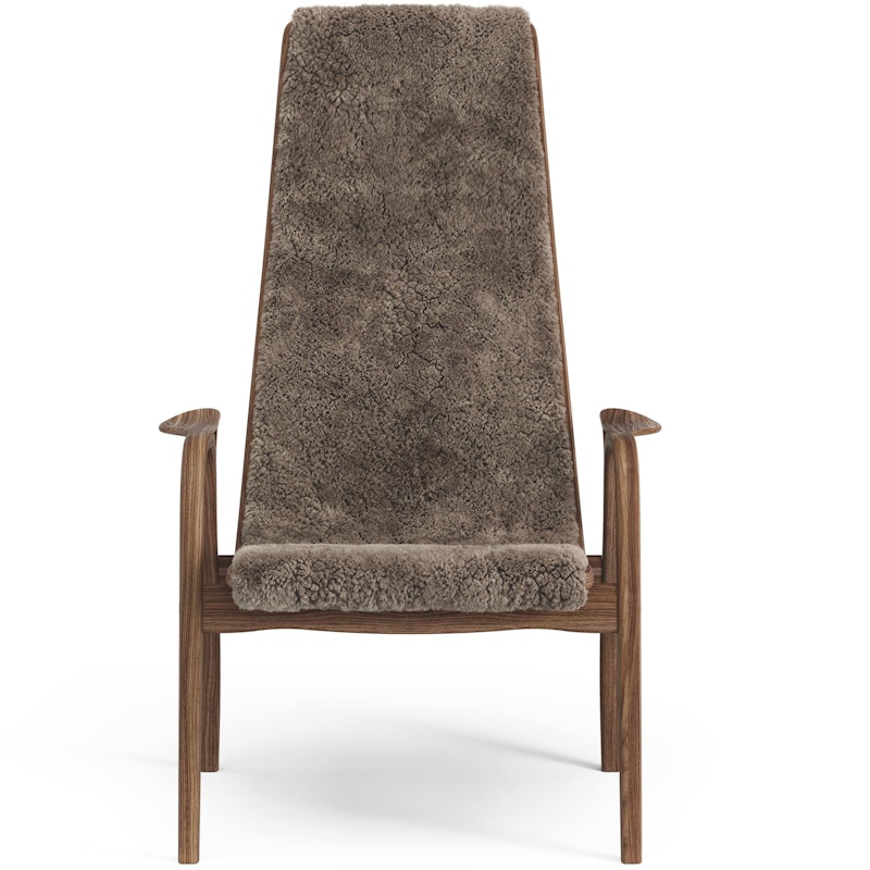 Lamino Armchair, Natural lacquered Walnut / Sheepskin Sahara