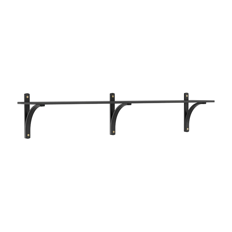 Levi Wall Shelf 180 cm Small, Brass / Black Stained Ash