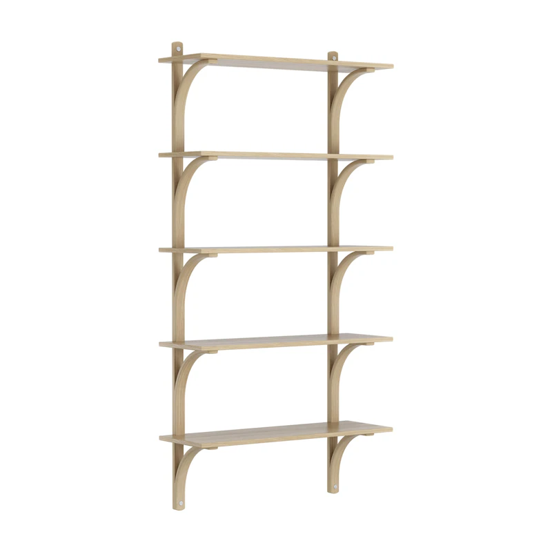 Levi Wall Shelf 90 cm Big, Aluminium / Naturlack Oak