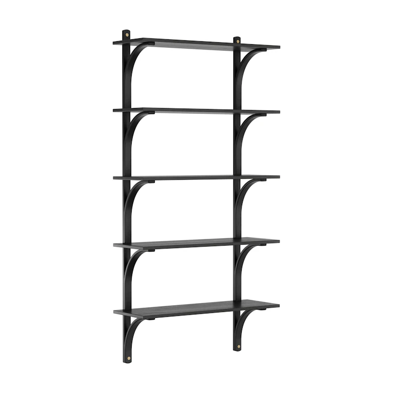 Levi Wall Shelf 90 cm Big, Brass / Black Stained Ash