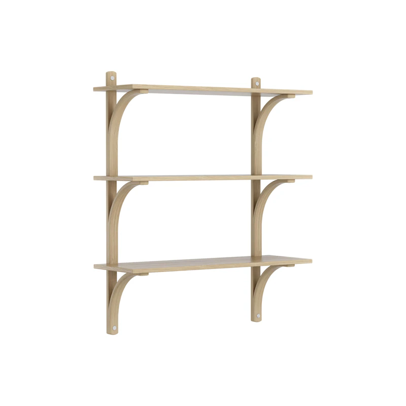 Levi Wall Shelf 90 cm Medium, Brass / White Pigmented Ash