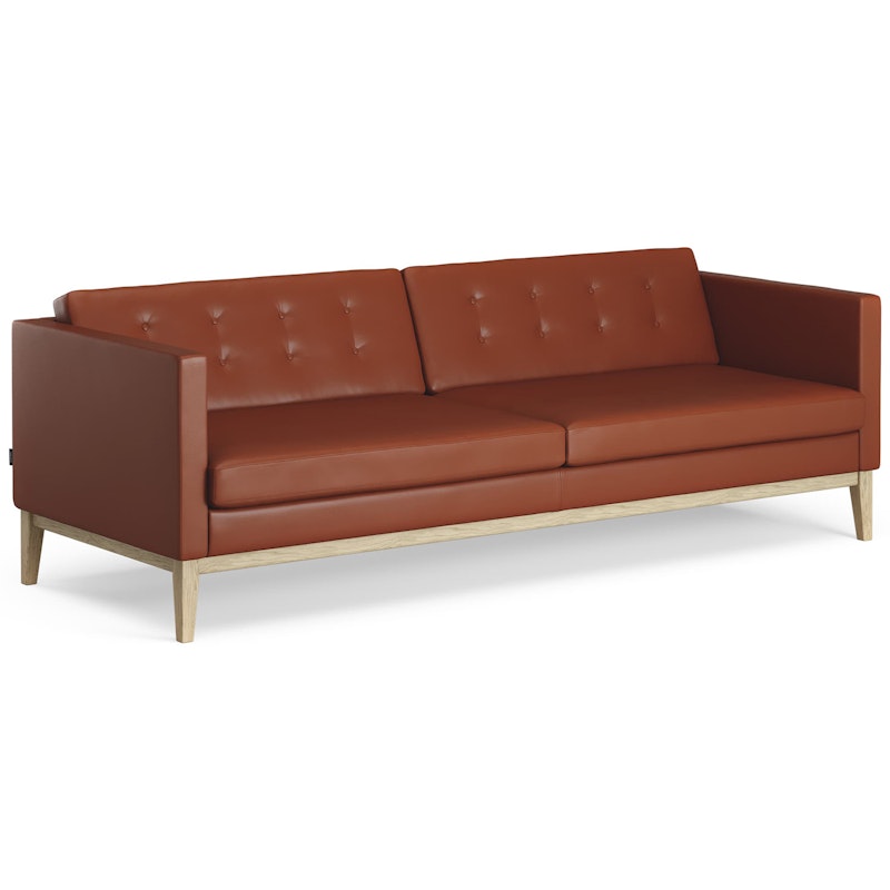 Madison 3-Seater Sofa With Buttons, Elmo Leather Soft Brown