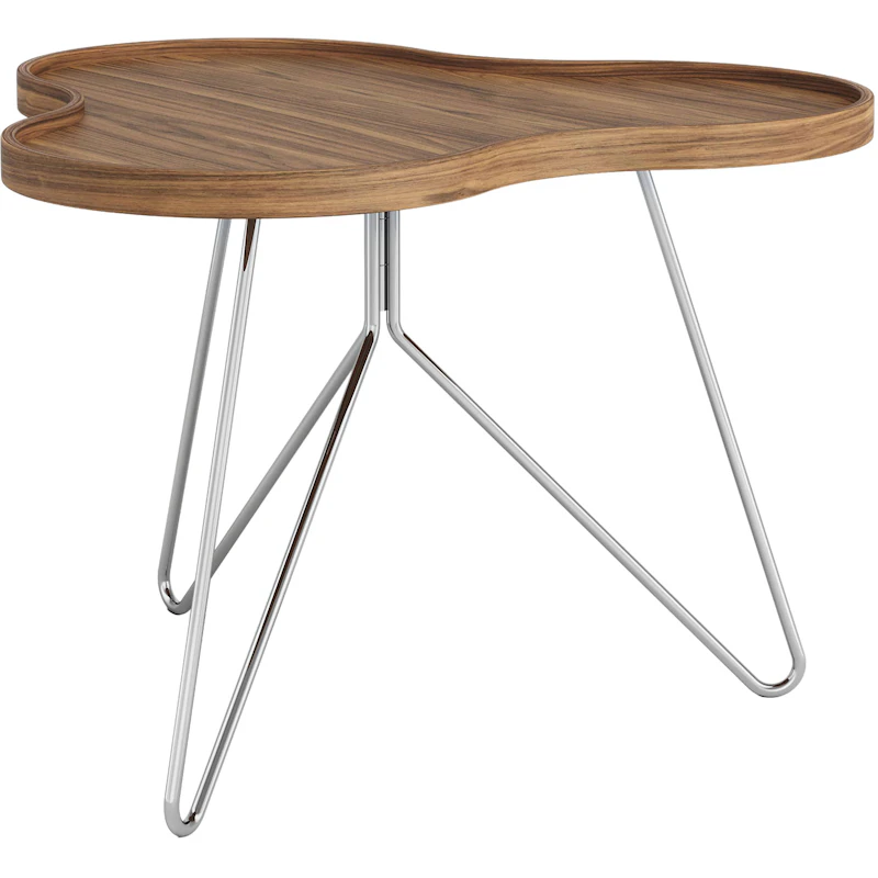 Flower Mono Coffee Table 66x45 cm, Chrome / Walnut