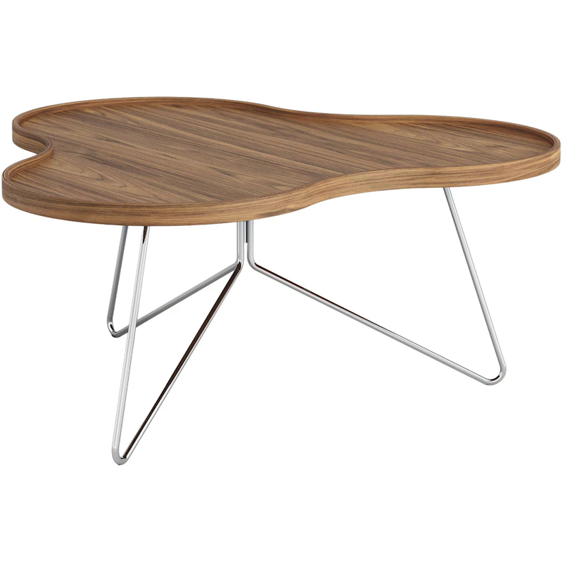 Flower Mono Coffee Table 90x39 cm, Chrome / Walnut