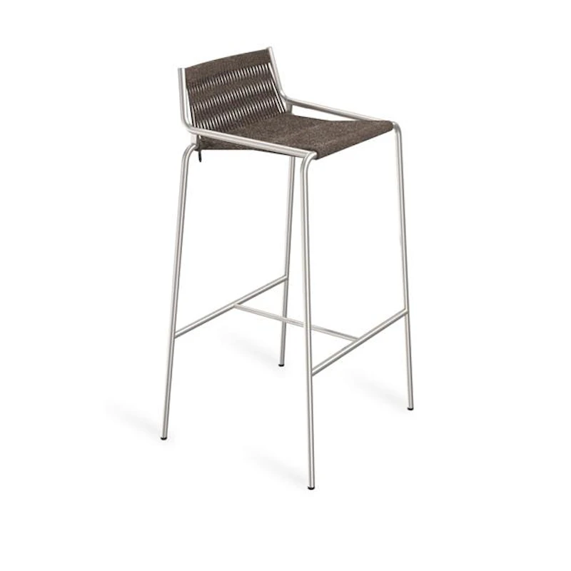 Noel Barstol Rustfrit Stål/Mørk Grå Uld H77 cm