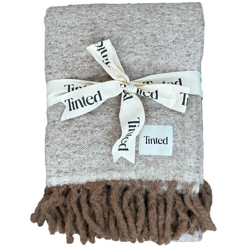 Fridh Plaid Mohair 130x170 cm, Brown / Off-white