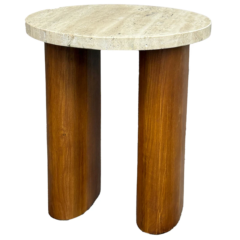 Vikman Side Table, Oak / Travertine