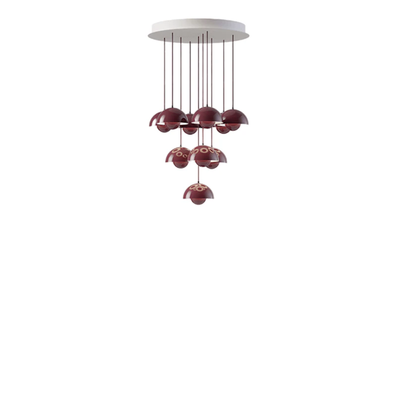 Flowerpot VP10 Chandelier 10 Lamps Ø53 Dark Plum