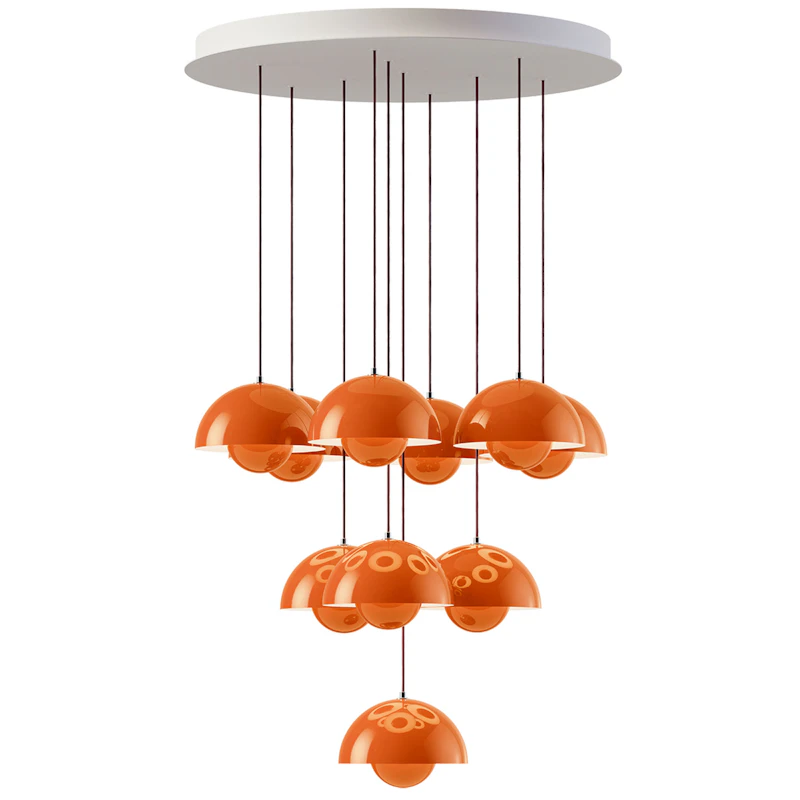 Flowerpot VP10 Chandelier 10 Lamps, Zesty Orange