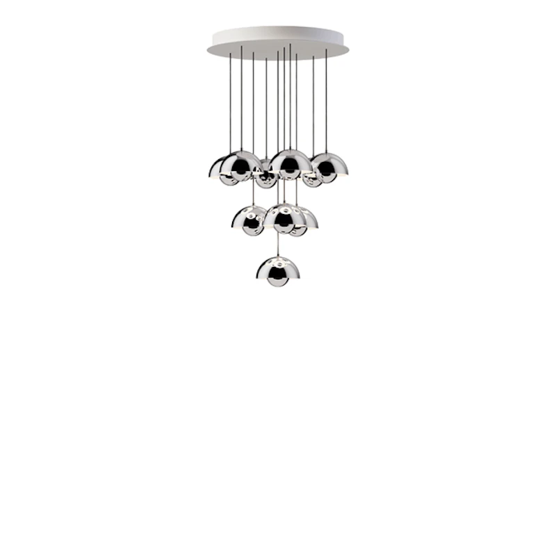 Flowerpot VP10 Chandelier 10 Lamps Ø53 Chrome