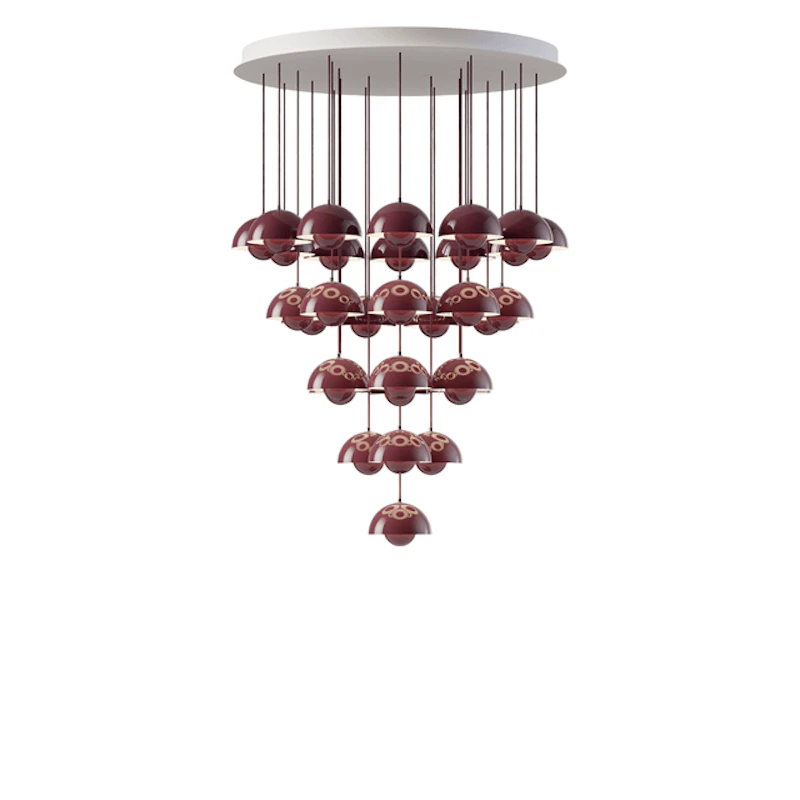 Flowerpot VP10 Chandelier 31 Lamps Ø89 Dark Plum