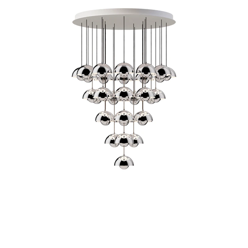 Flowerpot VP10 Chandelier 31 Lamps Ø89 Chrome