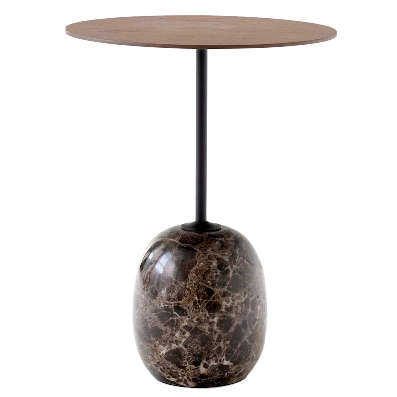 Lato LN8 Table Round, Lacquered Walnut / Emperador Marble